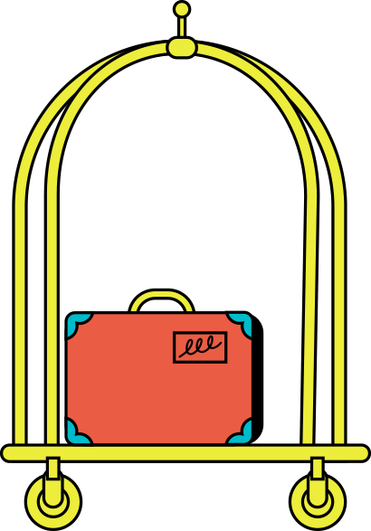 Imagem decorativa de um carrinho de carregar malas de viajem